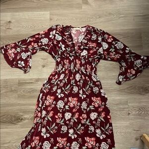 Floral Burgundy Dress Ace Fashion 2X